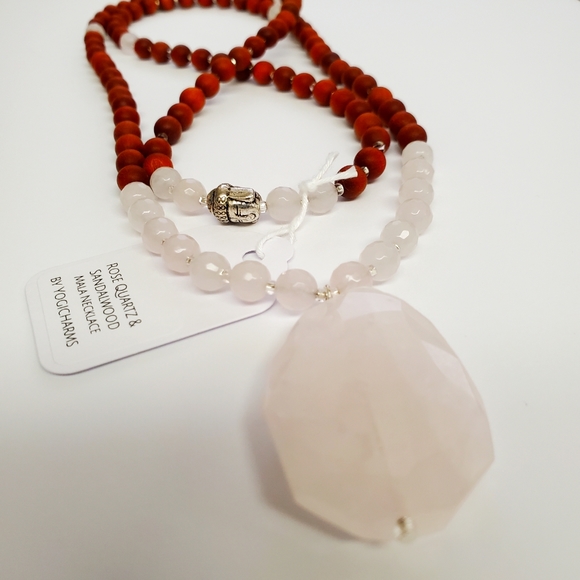 Rose Quartz & Moonstone Handmade Mala - Picture 2 of 4